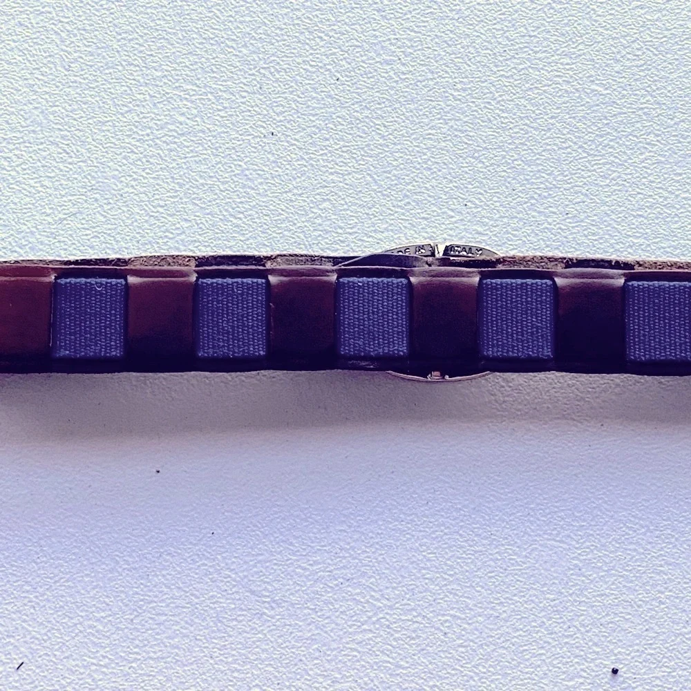 Stefano Corsini Blue Webbing Brown Leather Belt 34